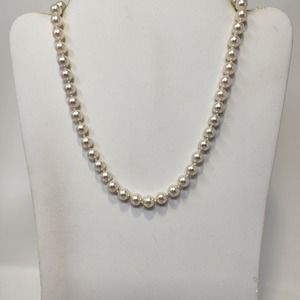 RMN Classic Faux Pearl Necklace Choker Hand Knotted Adjustable Costume Jewelry